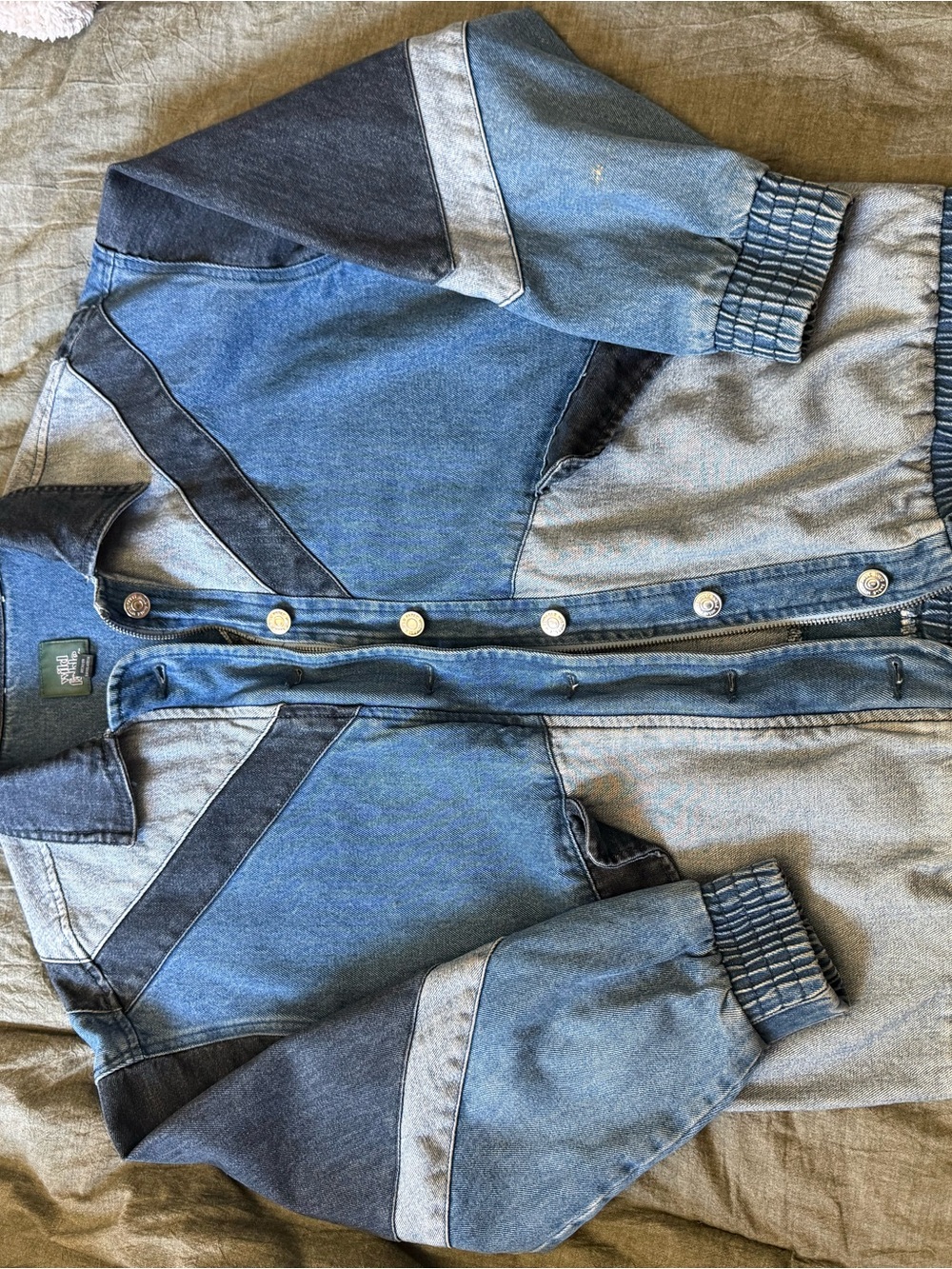 wild fable Two-Tone Blue Colorblock Denim Jacket